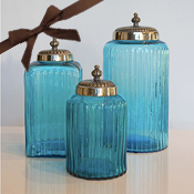 Grace Home Furnishings Turquoise Glass Jars